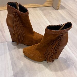 Boutique 9 Brown Fringe Heeled Boots